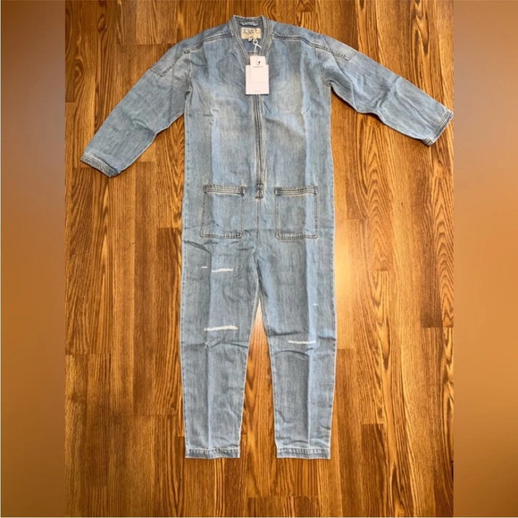 FREE PEOPLE x Sandrine Rose Denim Jumpsuit medium - Picture 3 of 9